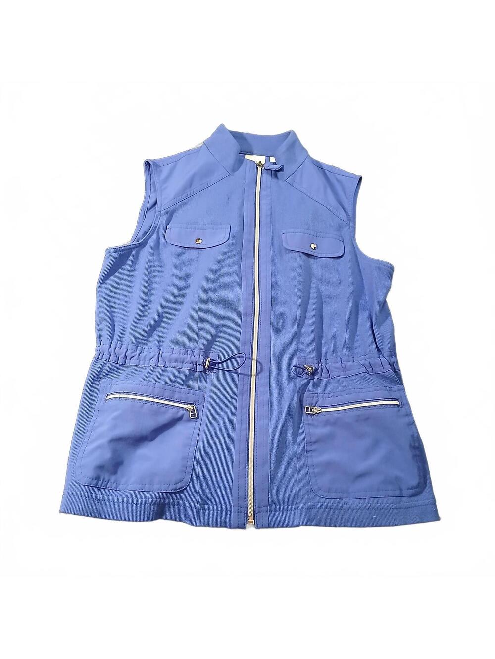 Zenergy By Chico's Gorpcore Utility Vest Blue Size 1 Zip Front Sleeveless